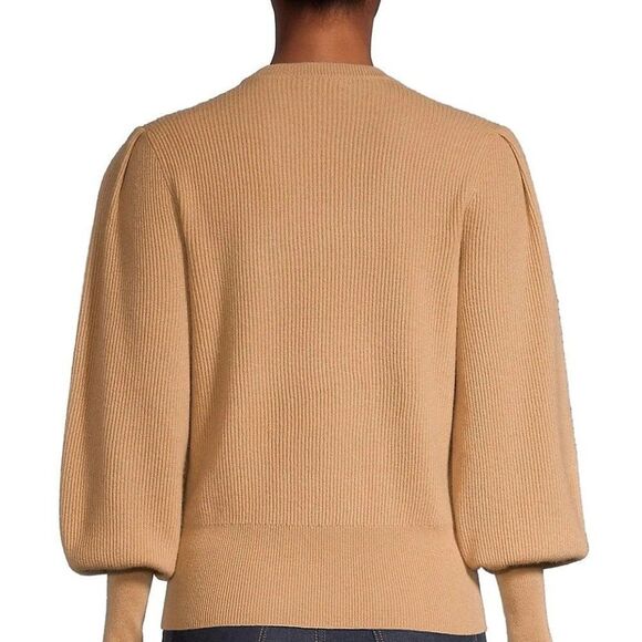 NEW En Thread Knit Puff-Sleeve Sweater BALASAM TAN - Picture 3 of 5